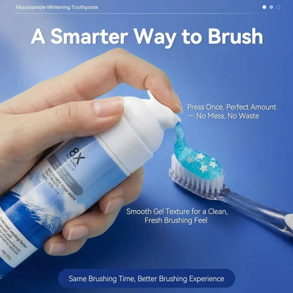 Niacinamide Foaming Whitening Toothpaste 8X - Fresh Breath Stain Removal Gentle Teeth Cleaning 100ml-D