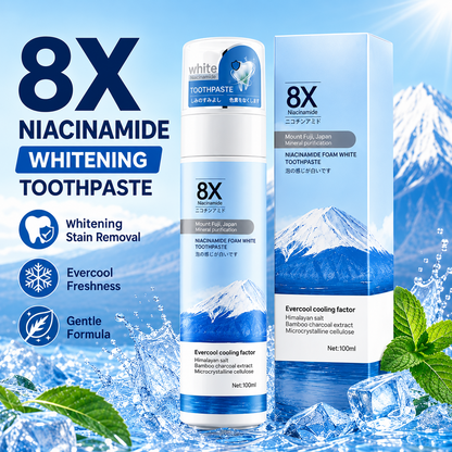 Niacinamide Foaming Whitening Toothpaste 8X - Fresh Breath Stain Removal Gentle Teeth Cleaning 100ml-D