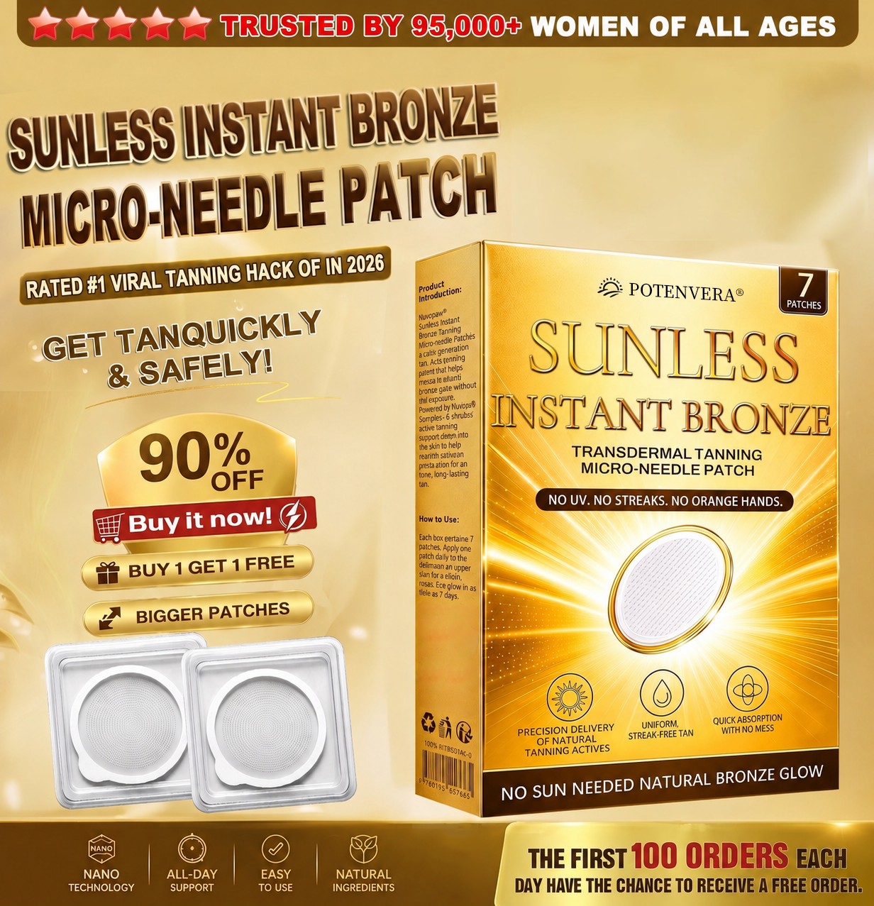 ☀️𝑶𝒇𝒇𝒊𝒄𝒊𝒂𝒍 𝑺𝒕𝒐𝒓𝒆 | ☀️Potenvera® 𝐒𝐮𝐧𝐥𝐞𝐬𝐬 𝐈𝐧𝐬𝐭𝐚𝐧𝐭 𝐁𝐫𝐨𝐧𝐳𝐞 𝐓𝐚𝐧𝐧𝐢𝐧𝐠 𝐌𝐢𝐜𝐫𝐨𝐧𝐞𝐞𝐝𝐥𝐞 𝐏𝐚𝐭𝐜𝐡 🇺🇸 (𝐉𝐮𝐬𝐭 𝐨𝐧𝐜𝐞 𝐚 𝐝𝐚𝐲) 𝐕𝐢𝐬𝐢𝐛𝐥𝐞 𝐁𝐫𝐨𝐧𝐳𝐞 𝐆𝐥𝐨𝐰 𝐢𝐧 𝟕 𝐃𝐚𝐲𝐬 ✅ 𝐍𝐨 𝐔𝐕, 𝐍𝐨 𝐎𝐫𝐚𝐧𝐠𝐞, 𝐍𝐨 𝐒𝐭𝐫𝐞𝐚𝐤𝐬, 𝐍𝐨 𝐃𝐇𝐀, 𝐍𝐨 𝐌𝐞𝐬𝐬.